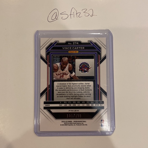 Vince Carter Blue Prizm /199 - Picture 2 of 2